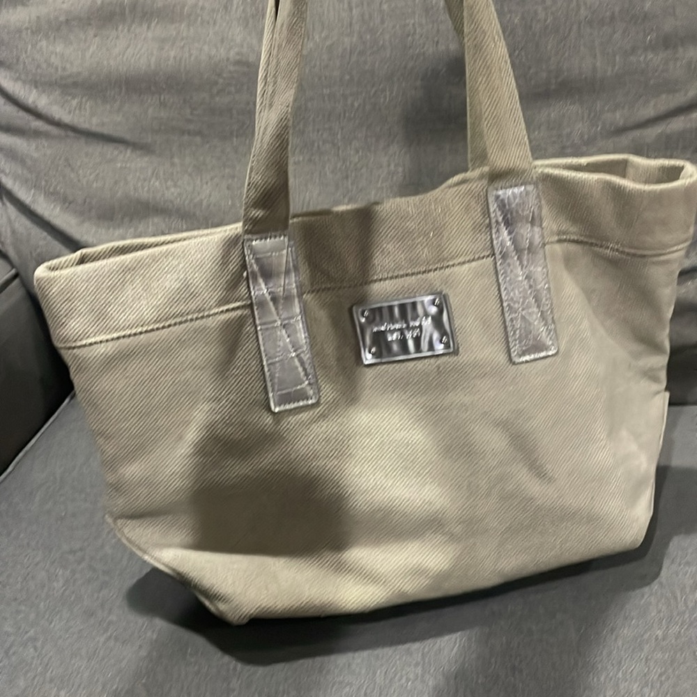 Michael Kors Canvas Tote with Silver Accents on Handle and logo emblem - Picture 7 of 14